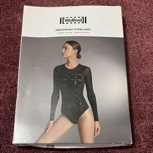 Wolford Sheer Cross-Design Long-Sleeve Bodysuit Cherry Red
